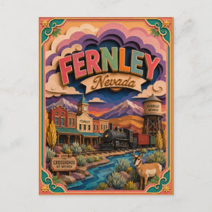 PopCut States Fernley Nevada Paper Art Postcard