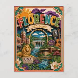 PopCut States Florence Alabama Paper Art Postcard