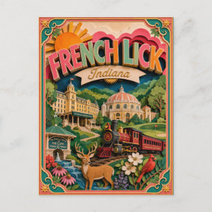 PopCut States French Lick Indiana Paper Art Postcard