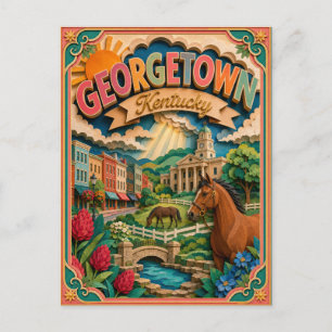 PopCut States Georgetown Kentucky Paper Art Postcard