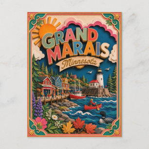 PopCut States Grand Marais Minnesota Paper Art Postcard