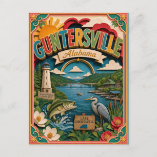 PopCut States Guntersville Alabama Paper Art Postcard