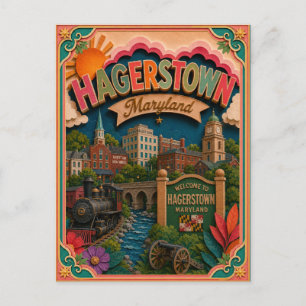 PopCut States Hagerstown Maryland Paper Art Postcard
