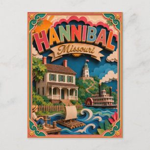 PopCut States Hannibal Missouri Paper Art Postcard