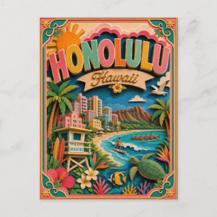 PopCut States Honolulu Hawaii Paper Art Postcard