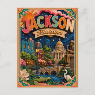 PopCut States Jackson Mississippi Paper Art Postcard