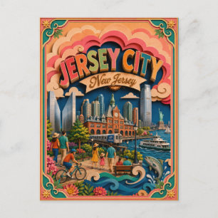 PopCut States Jersey City New Jersey Paper Art Postcard
