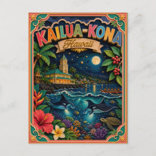 PopCut States Kailua-Kona Hawaii Paper Art Postcard