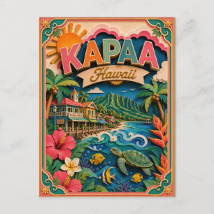 PopCut States Kapaa Hawaii Paper Art Postcard