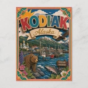 PopCut States Kodiak Alaska Paper Art Postcard