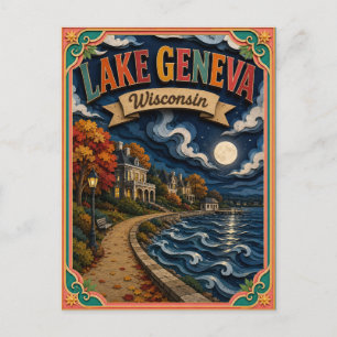 PopCut States Lake Geneva Wisconsin Paper Art Postcard
