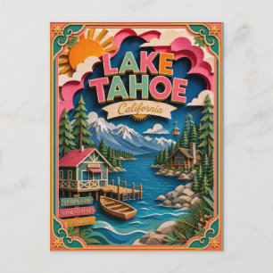 PopCut States Lake Tahoe California Paper Art Postcard