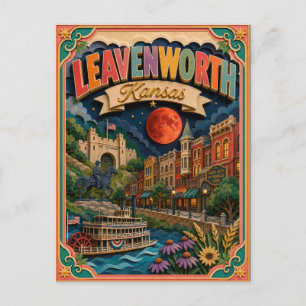 PopCut States Leavenworth Kansas Paper Art Postcard