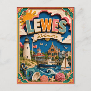 PopCut States Lewes Delaware Paper Art  Postcard