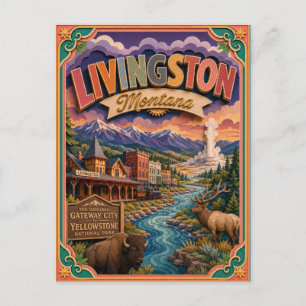 PopCut States Livingstony Montana Paper Art Postcard