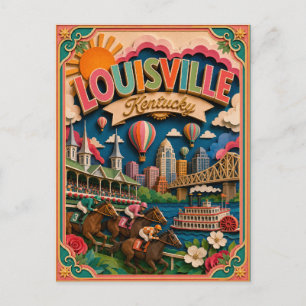 PopCut States Louisville Kentucky Paper Art Postcard