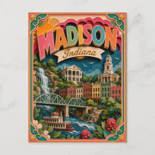 PopCut States Madison Indiana Paper Art Postcard