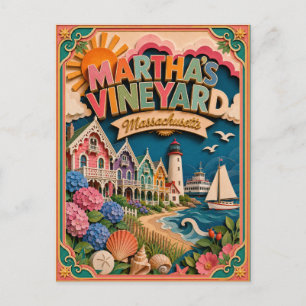 PopCut States Martha’s Vineyard Massachusetts Postcard