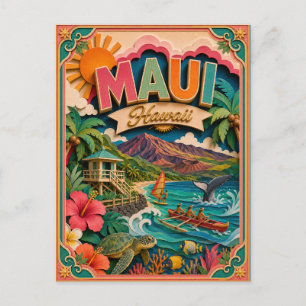 PopCut States Maui Hawaii Paper Art Postcard