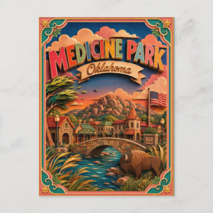 PopCut States Medicine Park Oklahoma Paper Art Postcard
