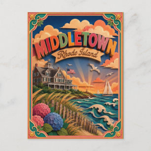 PopCut States Middletown Rhode Island Paper Art Postcard