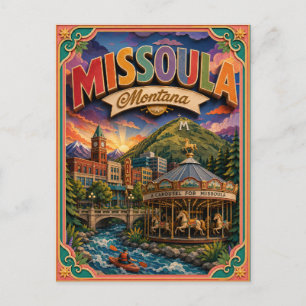 PopCut States Missoula Montana Paper Art  Postcard