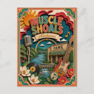 PopCut States Muscle Shoals Alabama Paper Art Postcard