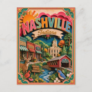 PopCut States Nashville Indiana Paper Art Postcard