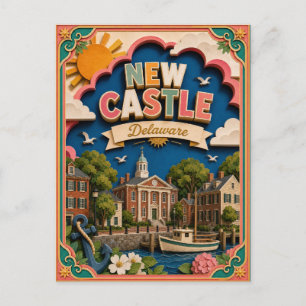 PopCut States New Castle Delaware Paper Art Postcard
