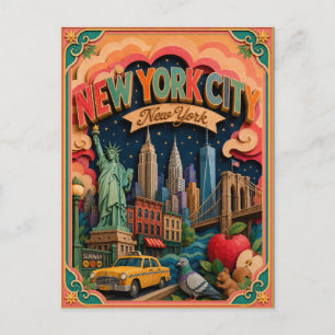 PopCut States New York City New York Paper Art Postcard