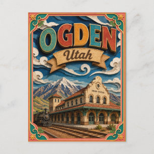 PopCut States Ogden Utah Paper Art Postcard