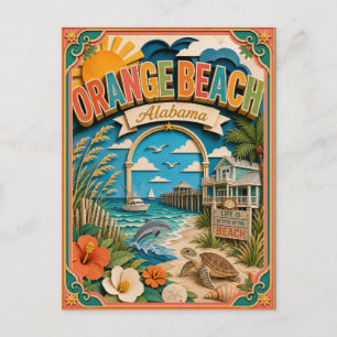 PopCut States Orange Beach Alabama Paper Art Postcard