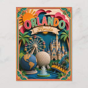 PopCut States Orlando Florida Paper Art Postcard