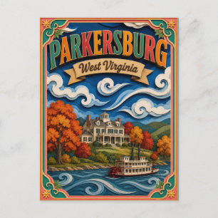 PopCut States Parkersburg West Virginia Paper Art Postcard