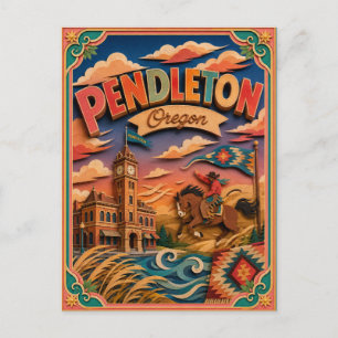 PopCut States Pendleton Oregon Paper Art Postcard