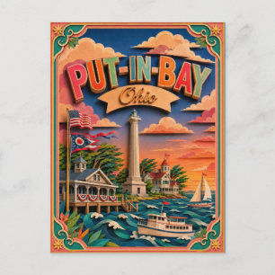 PopCut States Put-in-Bay Ohio Paper Art Postcard