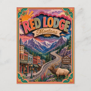 PopCut States Red Lodge Montana Paper Art Postcard