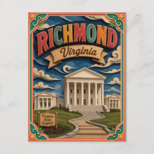 PopCut States Richmond Virginia Paper Art Postcard