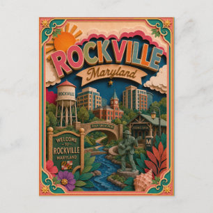 PopCut States Rockville Maryland Paper Art Postcard