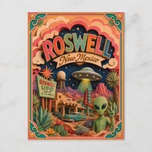 PopCut States Roswell New Mexico Paper Art Postcard