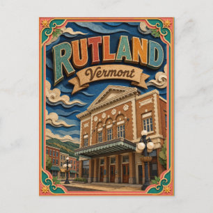 PopCut States Rutland Vermont Paper Art Postcard