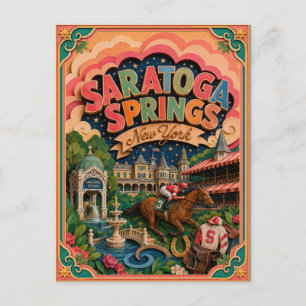 PopCut States Saratoga Springs New York Paper Art Postcard