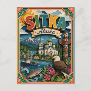 PopCut States Sitka Alaska Paper Art Postcard