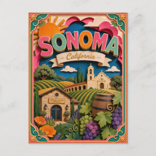PopCut States Sonoma California Paper Art Postcard