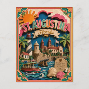 PopCut States St. Augustine Florida Paper Art Postcard
