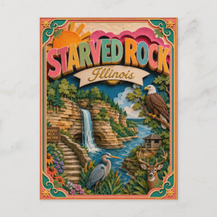 PopCut States Starved Rock Illinois Paper Art Postcard