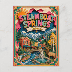PopCut States Steamboat Springs Colorado Paper Art Postcard