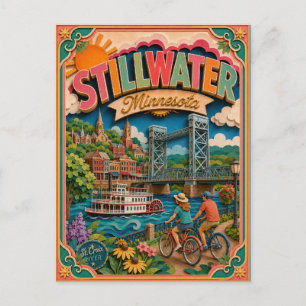PopCut States Stillwater Minnesota Paper Art Postcard