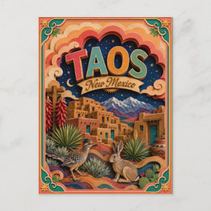 PopCut States Taos New Mexico Paper Art Postcard