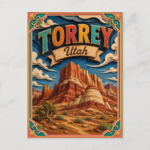 PopCut States Torrey Utah Paper Art Postcard